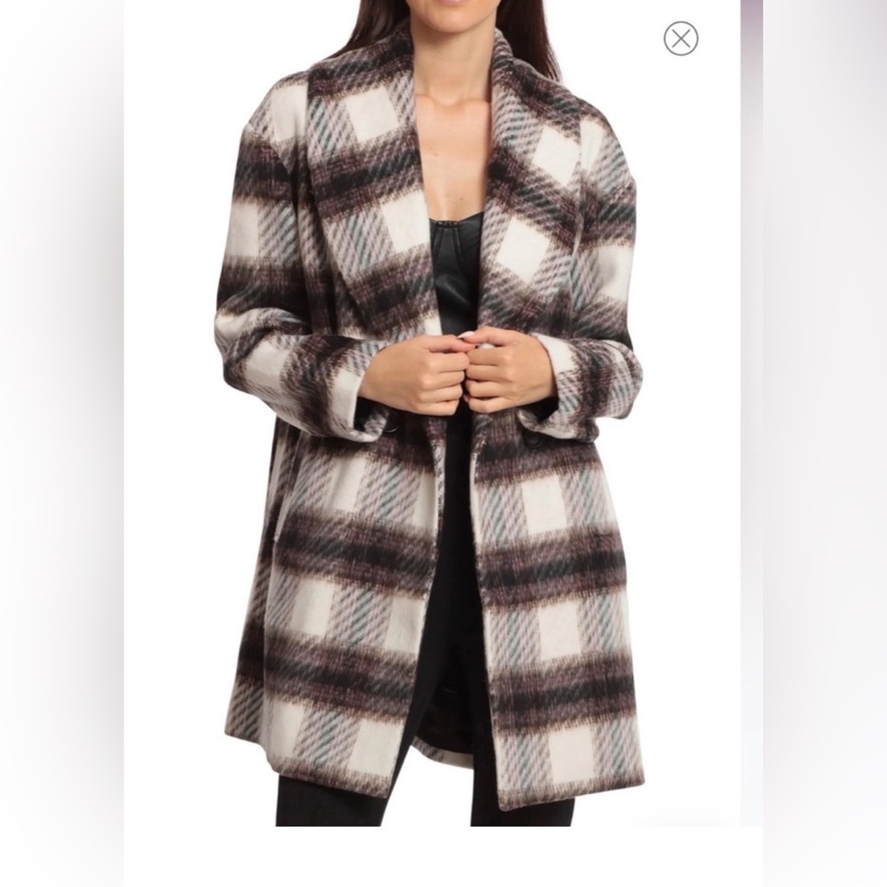 Avec Les‎ Filles Plaid Pea Coat - Sz S (TXA938)
